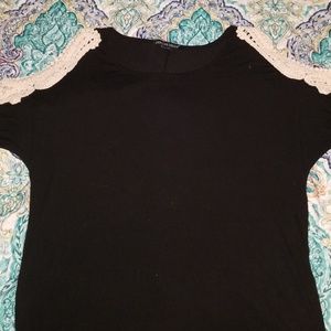Black Tee w/ Shoulder Cut-Outs